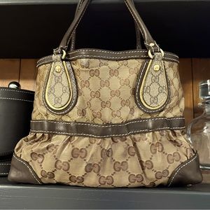 Authentic Gucci Brown GG Crystal Shoulder Bag Vintage